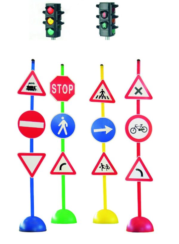 2 Kit educazione stradale set A12 segnali stradali in plastica e 1 semaforo